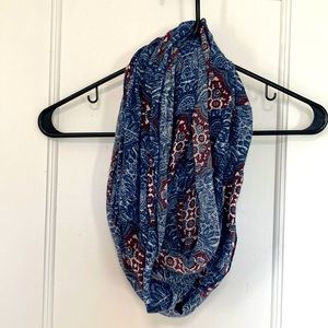 Navy and red infinity scarf